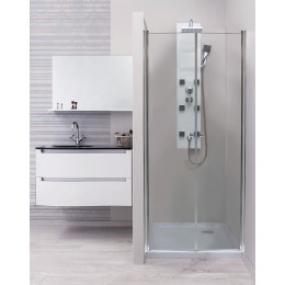 Façade Frisco - Portes Battantes 90x194,5cm - Verre Trempé T - Finitions Chromé