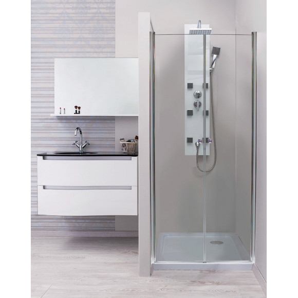 Façade Frisco - Portes Battantes 90x194,5cm - Verre Trempé T - Finitions Chromé