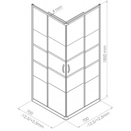 Façade Missi - Façade Accès D'angle 70x185cm - Verre Trempé - Finitions Blanc
