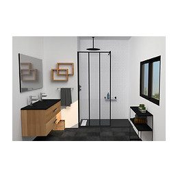 Paroi Veria - Paroi 90x200x0,8cm - Verre Trempé - Décor Et Finitions Noir Mat