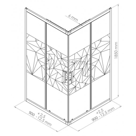 Façade Ekla - Façades D'angle 90x185x0,6cm - Verre Trempé Finition Sérigraphié