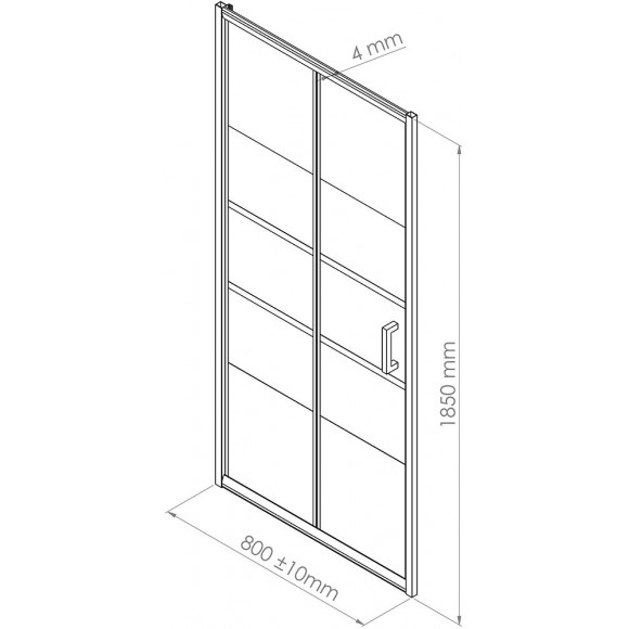 Façade Missi - Façade Pliante 80x185x0,4cm - Verre Trempé - Finitions Chromé