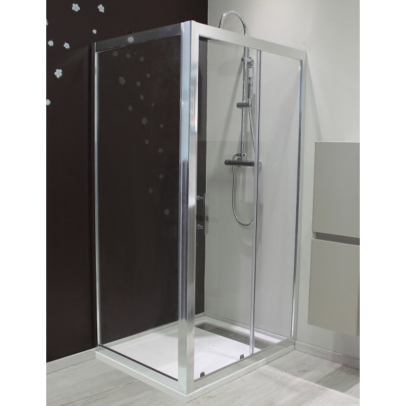 Façade Ekla - Retour Fixe 90x185x0,6cm - Verre Trempé - Finitions Chromé