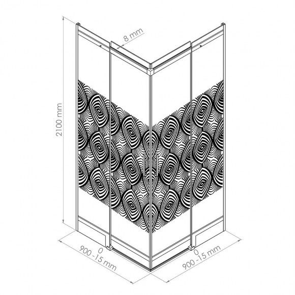 Façade Uimi - Façade Coulissante Angle 90x90cm - Verre Trempé Finition Noir Mat