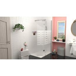 Paroi Cariba - 2 Volets 90x210x0,6cm - Verre Trempé Sérigraphié Finition Chromé