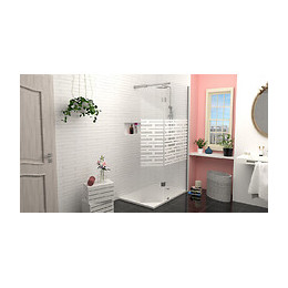 Paroi Cariba - 2 Volets 90x210x0,6cm - Verre Trempé Sérigraphié Finition Chromé