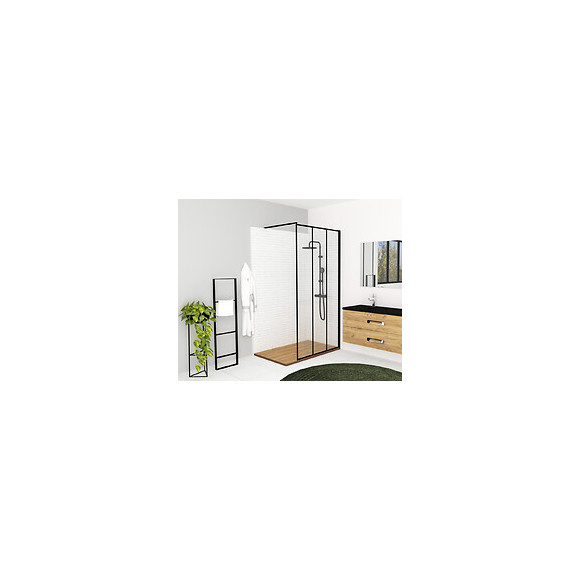 Paroi Veria - Paroi 100x200x0,8cm - Verre Trempé - Décor Et Finitions Noir Mat