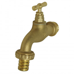 Robinet D'arrosage À Clapet  - Arrivée 20x27/nez 36x34 - Laiton Brossé