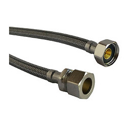 Flexible Sanitaire Inox - Dn8 - Long 30cm - Droit F15/21 - Bicone Pour Cuivre 14