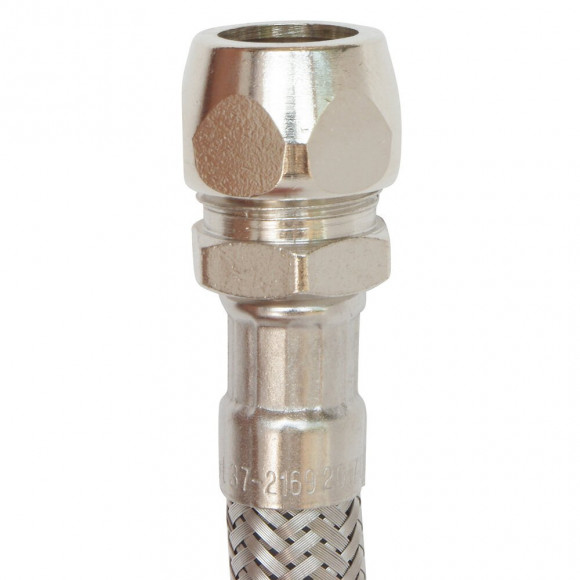 Flexible Sanitaire Inox - Dn8 - Long 30cm - Droit F15/21 - Bicone Pour Cuivre 10