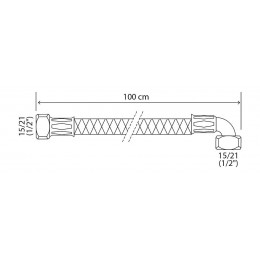 Flexible Sanitaire Inox - Dn10 - Long 100cm - Coudé Ff15/21