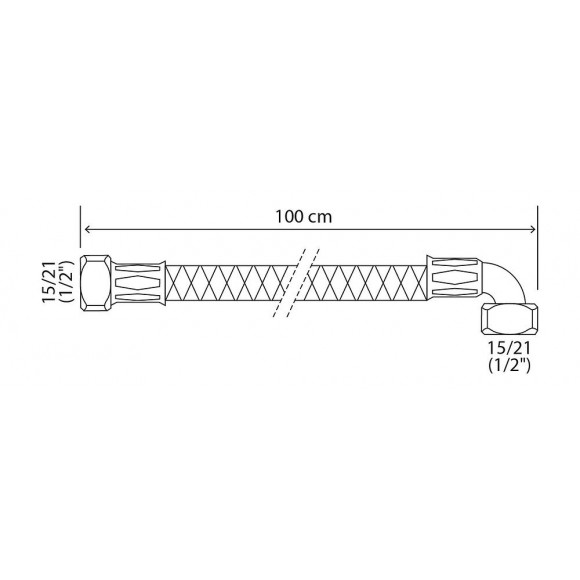Flexible Sanitaire Inox - Dn10 - Long 100cm - Coudé Ff15/21