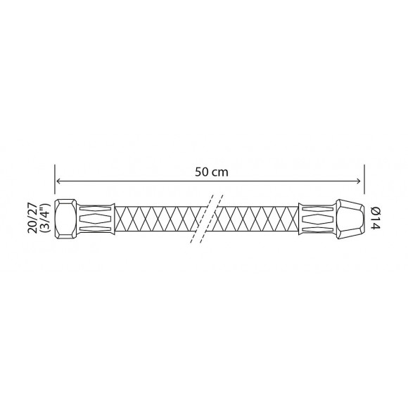 Flexible Sanitaire Inox - Dn8 - Long 50cm - Droit F20/27 - Bicone Pour Cuivre 14