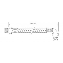 Flexible Sanitaire Inox - Dn8 Long 50cm - Coudé F20/27 - Droit F20/27