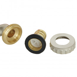 Robinet Arrosage Sphère Nickelé - Poignée Acier Plate - Arrivée 20x27/nez 20x27