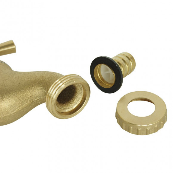 Robinet D'arrosage À Clapet  - Arrivée 15x21/nez 20x27 - Laiton Brossé