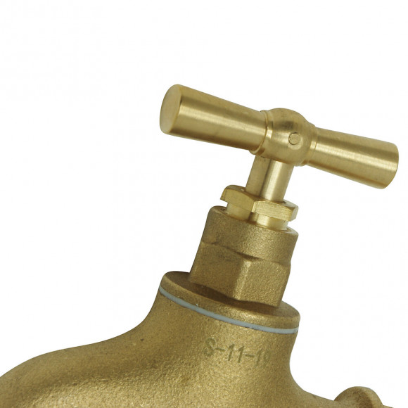 Robinet D'arrosage À Clapet  - Arrivée 20x27/nez 20x27 - Laiton Brossé