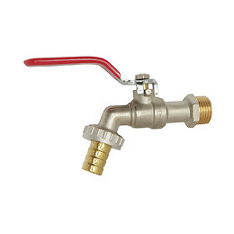 Robinet D'arrosage À Sphère Nickelé - Poignée Plate - Arrivée 15x21 /nez 20x27