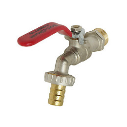 Robinet D'arrosage À Sphère Nickelé - Poignée Plate - Arrivée 15x21 /nez 20x27