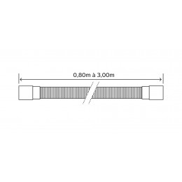 Flexible Évacuation Universel Extensible De 0,8 À 3m - Embouts Droit Et Coudé
