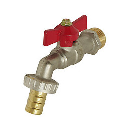 Robinet D'arrosage Sphère Nickelé - Manette Papillon - Arrivée 15x21 /nez 20x27