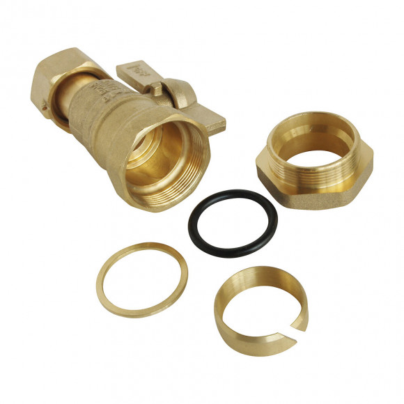 Robinet Compteur Droit - Entrée Tube Pe D25 / Sortie Ecrou Prisonnier 20/27