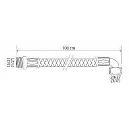 Flexible Sanitaire Inox -  Dn8 - Long 100cm -coudé Femelle 20/27 - Mâle 15/21