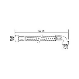 Flexible Sanitaire Inox - Dn8 Long 100cm - Coudé F20/27 - Droit F20/27