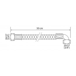 Flexible Sanitaire Inox - Dn10 - Long 50cm - Coudé Ff20/27