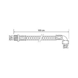 Flexible Sanitaire Inox Dn10 - Long 100cm - Coudé F20/27 - Droit Mâle 20/27