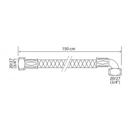 Flexible Sanitaire Inox - Dn10 - Long 150cm - Coudé F20/27 - Droit M20/27