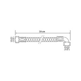 Flexible Sanitaire Inox -  Dn8 - Long 50cm- Coudé F15/21 - Droit F15/21