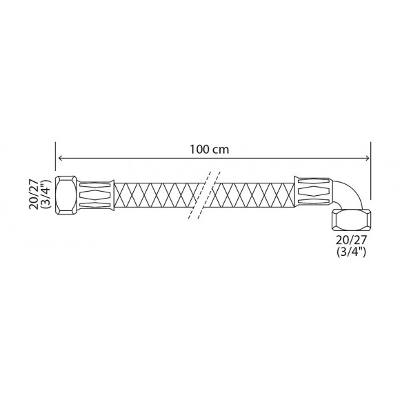 Flexible Sanitaire Inox - Dn10 - Long 100cm - Coudé Ff20/27