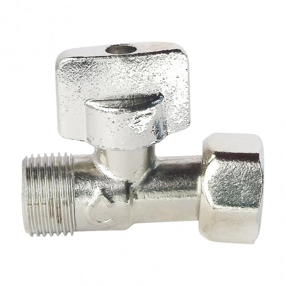 Robinet De Wc 1/4 De Tour Droit Nickelé Brut M12/17 - Ecrou Prisonnier 12/17