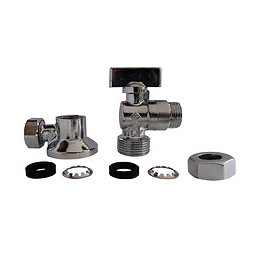 Kit Robinet Machine À Laver 1/4 Tour Avec Applique Et Rac À Viss Pr Cuiv12 Ou 14