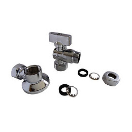 Kit Robinet Machine À Laver 1/4 Tour Avec Applique Et Rac À Viss Pr Cuiv12 Ou 14