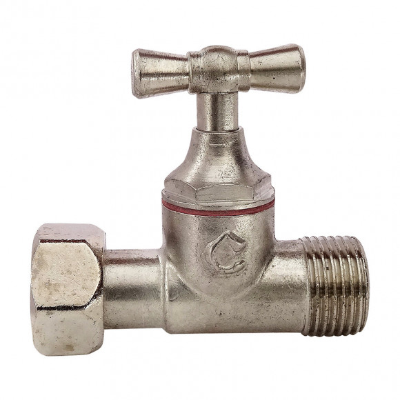 Robinet De Wc Droit Nickelé Brut M12/17 - Ecrou Prisonnier 12/17