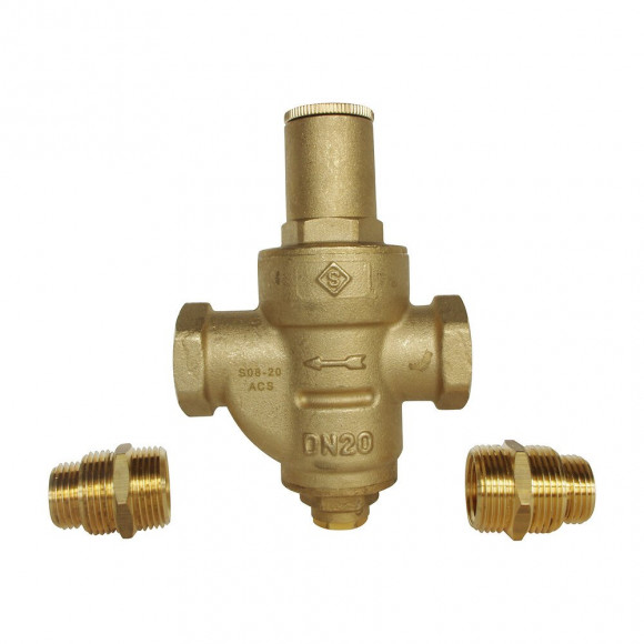 Réducteur De Pression À Membrane Double Femelle 15/21 + Raccords Multifiletés