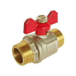 Vanne À Sphère - Mâle / Mâle 20/27 - Manette Papillon - Passage Intégral