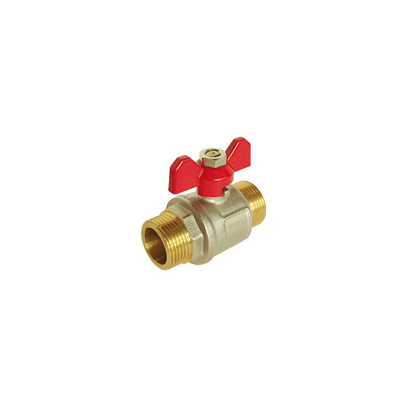 Vanne À Sphère - Mâle / Mâle 20/27 - Manette Papillon - Passage Intégral