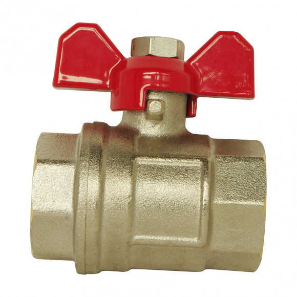 Vanne À Sphère - Double Femelle 12/17 - Manette Papillon - Passage Intégral