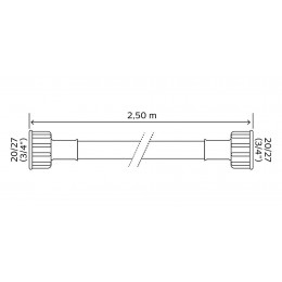 Tuyau D'alimentation Droit Universel Ff20/27 Pour Machine À Laver - Long 2,5m