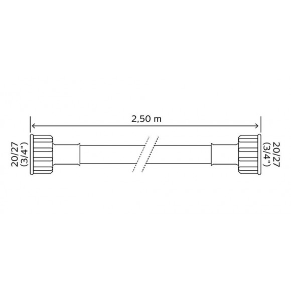 Tuyau D'alimentation Droit Universel Ff20/27 Pour Machine À Laver - Long 2,5m