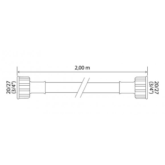 Tuyau D'alimentation Coudé Universel Ff20/27 Pour Machine À Laver -long 2 Mètres
