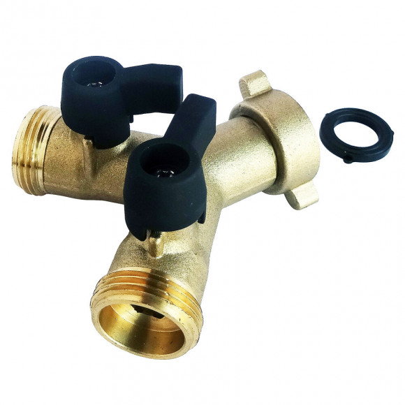 Raccord Laiton 2 Voies En Y Avec Vannes 1/4 Tour Mf 20/27 Pr Tuy D'alimentation