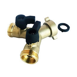 Raccord Laiton 2 Voies En Y Avec Vannes 1/4 Tour Mf 20/27 Pr Tuy D'alimentation