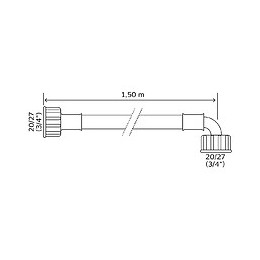 Tuyau D'alimentation Coudé Universel Ff20/27 Pour Machine À Laver - 1,5 Mètres