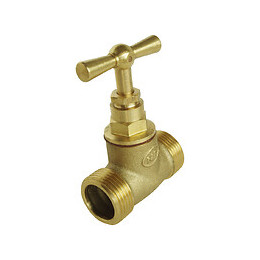 Robinet D'arrêt À Visser Double Mâle Mm20x27 - En Laiton Brut