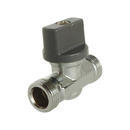 Robinet D'arrêt Chromé Droit 1/4 Tour - Double Mâle Mm12/17 - En Laiton Chromé