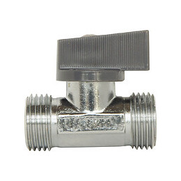 Robinet D'arrêt Chromé Droit 1/4 Tour - Double Mâle 15/21 - En Laiton Chromé